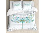 Abakuhaus Copripiumino Libellula, Libellula Con Pois, Antiacaro Adatto A Chi Soffre Di Allergie Con Federe, 155 Cm X 220 Cm - 80 X 80 Cm, Blu Verde