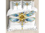 Abakuhaus Copripiumino Libelle, Livella Meccanica, Antiacaro, Adatto A Chi Soffre Di Allergie, Con Federe, 155 Cm X 220 Cm - 80 X 80 Cm, Giallo/Blu