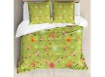 Abakuhaus Copripiumino Libelle, Fiori Bluebell, Antiacaro, Adatto A Chi Soffre Di Allergie, Con Federe, 155 Cm X 220 Cm - 80 X 80 Cm, Verde, Rosa,