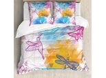 Abakuhaus Copripiumino Libellula, Farfalle Libellule, Antiacaro Adatto A Chi Soffre Di Allergie Con Federe, 200 Cm X 200 Cm - 80 X 80 Cm, Multicolore