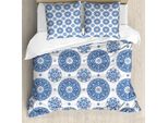 Abakuhaus Copripiumino Vintage, Blu Francese Vintage, Antiacaro, Adatto A Chi Soffre Di Allergie, Con Federe, 155 Cm X 220 Cm - 80 X 80 Cm, Blu E Bianco