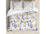 Abakuhaus Copripiumino Con Fiori, Fiori Selvatici In Fiore, Antiacaro, Adatto A Chi Soffre Di Allergie, Con Federe, 155 Cm X 220 Cm - 80 X 80 Cm, Bianco, Giallo, Viola