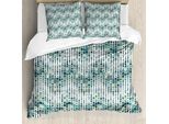 Abakuhaus Copripiumino Geometrico, Wave-Platz, Antiacaro, Adatto A Chi Soffre Di Allergie, Con Federe, 155 Cm X 220 Cm - 80 X 80 Cm, Bianco Blu