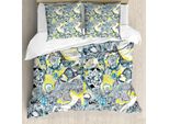 Abakuhaus Copripiumino Mandala, Stile Vintage Mandala, Antiacaro, Adatto A Chi Soffre Di Allergie, Con Federe, 155 Cm X 220 Cm - 80 X 80 Cm, Giallo/Blu