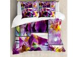 Abakuhaus Copripiumino Rustico, Fiori Di Iris In Fiore, Antiacaro, Adatto A Chi Soffre Di Allergie, Con Federe, 155 Cm X 220 Cm - 80 X 80 Cm, Giallo Viola