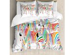 Abakuhaus Copripiumino Divertente, Animali Colorati, Antiacaro, Adatto A Chi Soffre Di Allergie, Con Federe, 155 Cm X 220 Cm - 80 X 80 Cm, Multicolore