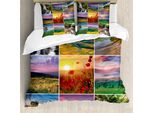Abakuhaus Copripiumino Estivo, Home Landscape, Antiacaro, Adatto A Chi Soffre Di Allergie, Con Federe, 200 Cm X 200 Cm - 80 X 80 Cm, Rosso, Giallo, Verde