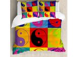 Abakuhaus Ying Yang Copripiumino, Ying Yang Hippie, Antiacaro, Adatto A Chi Soffre Di Allergie, Con Federe, 200 Cm X 200 Cm - 80 X 80 Cm, Multicolore
