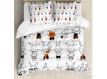 Abakuhaus Copripiumino Divertente, Coniglietto Retrò, Antiacaro, Adatto A Chi Soffre Di Allergie, Con Federe, 155 Cm X 220 Cm - 80 X 80 Cm, Arancione E Bianco