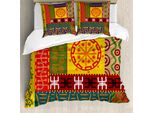 Abakuhaus Copripiumino Primitive, Primitive Tribal, Antiacaro, Adatto A Chi Soffre Di Allergie, Con Federe, 200 Cm X 200 Cm - 80 X 80 Cm, Giallo-Verde