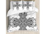 Abakuhaus Copripiumino Celtico, Royal Old Celtic Knot, Antiacaro E Anallergico Con Federe, 155 Cm X 220 Cm - 80 X 80 Cm, Bianco E Nero