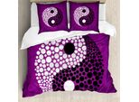 Abakuhaus Ying Yang Copripiumino, Ying Yang Armonia, Equilibrio, Antiacaro Adatto A Chi Soffre Di Allergie Con Federe, 155 Cm X 220 Cm - 80 X 80 Cm, Viola, Bianco, Nero