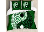 Abakuhaus Copripiumino Ying Yang, Ying Yang Armonia Verde, Antiacaro, Adatto A Chi Soffre Di Allergie, Con Federe, 155 Cm X 220 Cm - 80 X 80 Cm, Verde, Nero, Bianco
