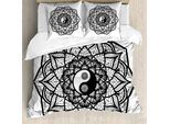 Abakuhaus Copripiumino Ying Yang, Ying Yang Bianco E Nero, Antiacaro, Adatto A Chi Soffre Di Allergie, Con Federe, 155 Cm X 220 Cm - 80 X 80 Cm, Bianco E Nero