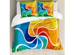 Abakuhaus Copripiumino Psichedelico, Rainbow Spiral, Antiacaro, Adatto A Chi Soffre Di Allergie, Con Federe, 200 Cm X 200 Cm - 80 X 80 Cm, Multicolore