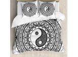 Abakuhaus Ying Yang Copripiumino, Ying Yang Asian, Antiacaro, Adatto A Chi Soffre Di Allergie, Con Federe, 155 Cm X 220 Cm - 80 X 80 Cm, Bianco E Nero