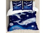 Abakuhaus Copripiumino Zodiaco, Universo Spaziale Pianeta, Antiacaro Adatto A Chi Soffre Di Allergie Con Federe, 155 Cm X 220 Cm - 80 X 80 Cm, Blu Grigio