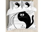 Abakuhaus Copripiumino Ying Yang, Ying Yang Bianco E Nero, Antiacaro, Adatto A Chi Soffre Di Allergie, Con Federe, 155 Cm X 220 Cm - 80 X 80 Cm, Bianco E Nero