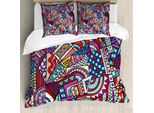 Abakuhaus Copripiumino Psichedelico, Moderno E Originale, Antiacaro E Anallergico, Con Federe, 200 Cm X 200 Cm - 80 X 80 Cm, Multicolore