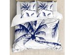 Abakuhaus Copripiumino Psichedelico, Palma Da Cocco, Antiacaro, Adatto A Chi Soffre Di Allergie, Con Federe, 155 Cm X 220 Cm - 80 X 80 Cm, Indaco
