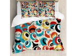 Abakuhaus Copripiumino Psichedelico, Retro Evil Eyes, Antiacaro, Adatto A Chi Soffre Di Allergie, Con Federe, 155 Cm X 220 Cm - 80 X 80 Cm, Multicolore