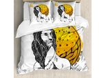 Abakuhaus Copripiumino Zodiacale, Segno Zodiacale Leone Arte, Antiacaro Adatto A Chi Soffre Di Allergie Con Federe, 155 Cm X 220 Cm - 80 X 80 Cm, Multicolore
