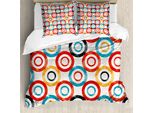 Abakuhaus Copripiumino Psichedelico, Retro Music Night, Antiacaro, Adatto A Chi Soffre Di Allergie, Con Federe, 155 Cm X 220 Cm - 80 X 80 Cm, Bianco, Nero, Blu