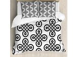 Abakuhaus Copripiumino Celtico, Motivi Con Nodi Old Fashion, Antiacaro, Adatto A Chi Soffre Di Allergie, Con Federe, 200 Cm X 200 Cm - 80 X 80 Cm, Bianco E Nero