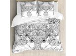 Abakuhaus Copripiumino Zodiacale, Segno Astrologico Toro, Antiacaro, Adatto A Chi Soffre Di Allergie, Con Federe, 155 Cm X 220 Cm - 80 X 80 Cm, Bianco E Nero