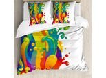 Abakuhaus Copripiumino Psichedelico, Spruzzi Arcobaleno, Antiacaro, Adatto A Chi Soffre Di Allergie, Con Federe, 200 Cm X 200 Cm - 80 X 80 Cm, Multicolore