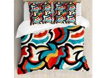 Abakuhaus Copripiumino Psichedelico, Stile Retrò Moderno Urbano, Antiacaro, Adatto A Chi Soffre Di Allergie, Con Federe, 200 Cm X 200 Cm - 80 X 80 Cm, Multicolore