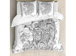 Abakuhaus Copripiumino Zodiaco, Segno Zodiacale Leone, Antiacaro, Adatto A Chi Soffre Di Allergie, Con Federe, 155 Cm X 220 Cm - 80 X 80 Cm, Bianco E Nero