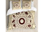 Abakuhaus Copripiumino Zodiaco, Oroscopo Dei Segni Zodiacali, Antiacaro, Adatto A Chi Soffre Di Allergie, Con Federe, 200 Cm X 200 Cm - 80 X 80 Cm, Marrone Beige