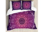 Abakuhaus Copripiumino Zodiaco, Segni Zodiacali Colorati, Antiacaro, Adatto A Chi Soffre Di Allergie, Con Federe, 200 Cm X 200 Cm - 80 X 80 Cm, Viola