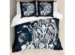 Abakuhaus Copripiumino Zodiaco, Leo Astrologia Zodiac, Antiacaro, Adatto A Chi Soffre Di Allergie, Con Federe, 200 Cm X 200 Cm - 80 X 80 Cm, Blu Grigio