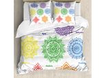 Abakuhaus Copripiumino Chakra, Chakra Colorato, Antiacaro, Adatto A Chi Soffre Di Allergie, Con Federe, 155 Cm X 220 Cm - 80 X 80 Cm, Multicolore