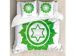 Abakuhaus Copripiumino Chakra, Meditazione Chakra, Antiacaro, Adatto A Chi Soffre Di Allergie, Con Federe, 155 Cm X 220 Cm - 80 X 80 Cm, Verde