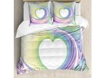 Abakuhaus Spiers Copripiumino, Cuori Colorati, Antiacaro, Adatto A Chi Soffre Di Allergie, Con Federe, 200 Cm X 200 Cm - 80 X 80 Cm, Viola Giallo