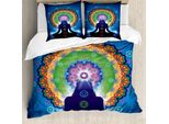 Abakuhaus Copripiumino Chakra, Mandala Chakra Yoga, Antiacaro, Adatto A Chi Soffre Di Allergie, Con Federe, 155 Cm X 220 Cm - 80 X 80 Cm, Multicolore