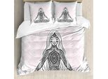 Abakuhaus Copripiumino Chakra, Meditazione Lotus Mandala, Antiacaro Adatto A Chi Soffre Di Allergie Con Federe, 155 Cm X 220 Cm - 80 X 80 Cm, Nero Rosa