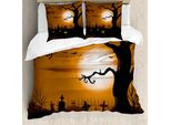 Copripiumino Abakuhaus Halloween, Cimitero Spaventoso, Antiacaro, Adatto A Chi Soffre Di Allergie, Con Federe, 200 Cm X 200 Cm - 80 X 80 Cm, Marrone Chiaro