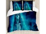 Copripiumino Abakuhaus Halloween, Fantasma Gotico, Antiacaro, Adatto A Chi Soffre Di Allergie, Con Federe, 155 Cm X 220 Cm - 80 X 80 Cm, Blu