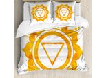 Abakuhaus Copripiumino Chakra, Acquerello Chakra, Antiacaro, Adatto A Chi Soffre Di Allergie, Con Federe, 155 Cm X 220 Cm - 80 X 80 Cm, Arancione