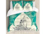 Abakuhaus Copripiumino Chakra, Mandala Yoga Mistico, Antiacaro Adatto A Chi Soffre Di Allergie Con Federe, 155 Cm X 220 Cm - 80 X 80 Cm, Blu Beige