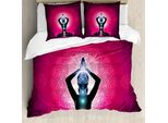 Abakuhaus Copripiumino Chakra, Maroon Yoga Meditation, Antiacaro, Adatto A Chi Soffre Di Allergie, Con Federe, 155 Cm X 220 Cm - 80 X 80 Cm, Rosa Nero