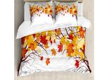 Abakuhaus Copripiumino, Cartoon Acero Autunnale, Antiacaro Adatto A Chi Soffre Di Allergie Con Federe, 155 Cm X 220 Cm - 80 X 80 Cm, Arancione Bianco