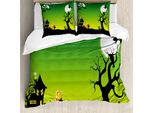 Abakuhaus Copripiumino Halloween, Strega Danzante, Antiacaro, Adatto A Chi Soffre Di Allergie, Con Federe, 200 Cm X 200 Cm - 80 X 80 Cm, Verde Nero