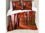 Abakuhaus Copripiumino, Misty Wald Foglie Arancioni, Antiacaro Adatto A Chi Soffre Di Allergie Con Federe, 200 Cm X 200 Cm - 80 X 80 Cm, Marrone Arancione