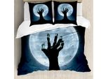 Copripiumino Abakuhaus Halloween, Zombie Grave, Antiacaro, Adatto A Chi Soffre Di Allergie, Con Federe, 200 Cm X 200 Cm - 80 X 80 Cm, Blu Nero