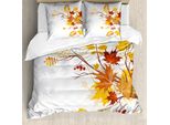 Abakuhaus Set Copripiumino Per Letti Matrimoniali, Tema Autunnale Foglie Appassite, Antiacaro, Adatto A Chi Soffre Di Allergie, Con Federe, Arancione Giallo